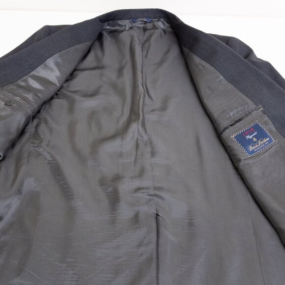 Brooks Brothers 2-Piece Fitzgerald Suit Wool Dark Gray Size 46 R 40W Made in USA - Picture 14 of 16